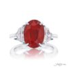 4.87 ct Certified Burmese Ruby Ring | Oval Ruby with Epaulet Diamonds in Platinum | Breathtaking Radiance by Jb Star