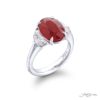4.87 ct Certified Burmese Ruby Ring | Oval Ruby with Epaulet Diamonds in Platinum | Breathtaking Radiance by Jb Star