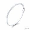 Oval Diamond Bangle Bracelet Shared Prong East To West