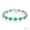 Round Emerald and Diamond Bracelet Prong SetFancy Color