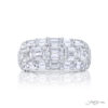 Elegance Elevated | Three-Row Diamond Band with Emerald-Cut Diamonds in Pure Platinum