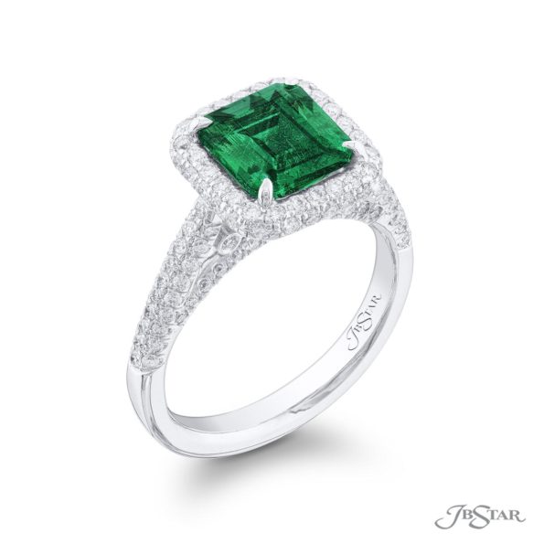 Emerald Ring 1.87 ct. Emerald Cut Micro Pave Setting