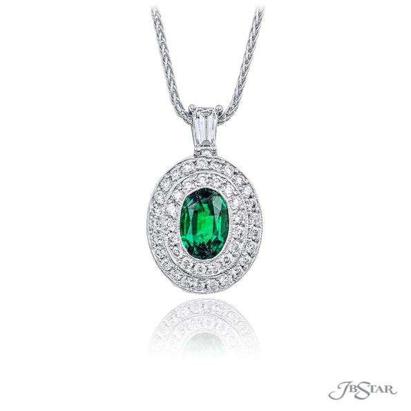 Emerald & Diamond Pendant 1.03 ct Oval Cut