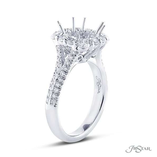 Platinum Semi-Mount Engagement Ring with Micro Pave Halo