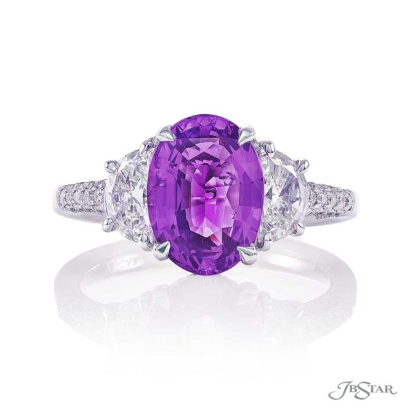 3.11ct No Heat Oval Purple Sapphire and Diamond Ring
