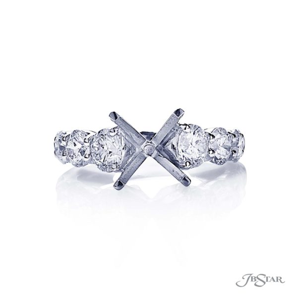 Platinum Semi-Mount Engagement Ring with 8 Round Diamonds