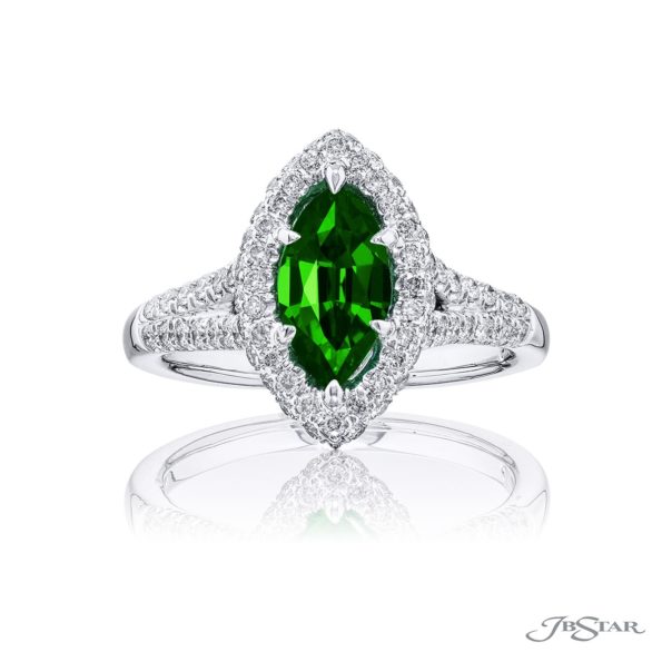 Emerald & Diamond Ring Marquise 0.98 ct Emerald Micro Pave