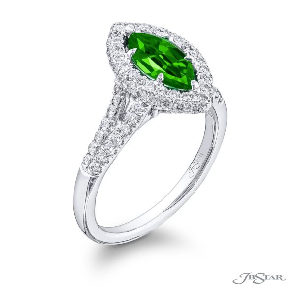 Emerald & Diamond Ring Marquise 0.98 ct Emerald Micro Pave