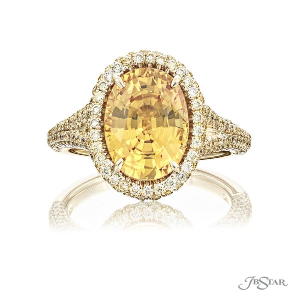 Oval Yellow Sapphire and diamond ring