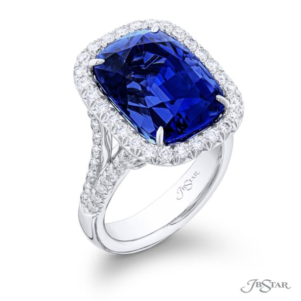 Sapphire & Diamond Ring 16.69 ct Cushion Cut GIA Certified