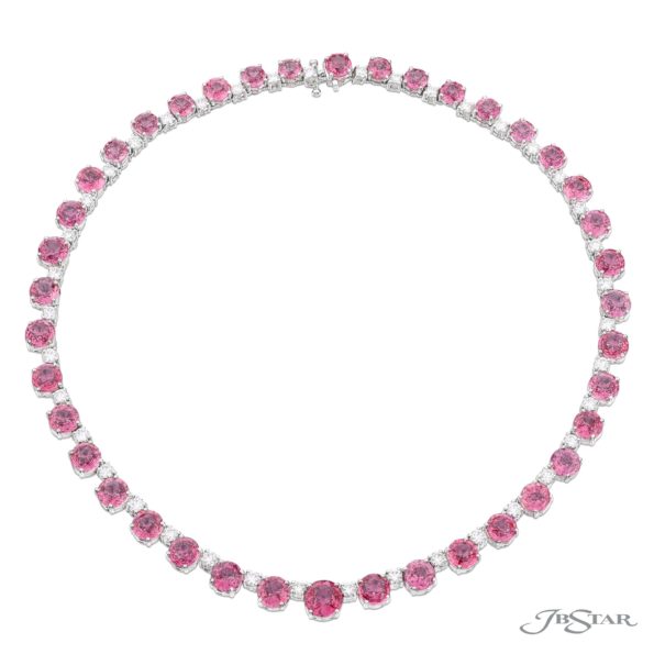 Pink Sapphire & Diamond Necklace Round 58.42 ctw.