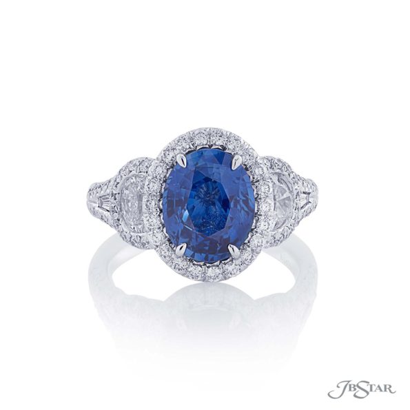 3.15 ct Oval Blue Sapphire and Diamond Fancy Color Ring