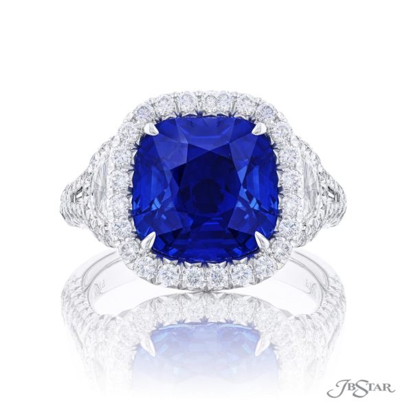 Sapphire & Diamond Ring 5.64 ct. Cushion Cut GIA Certified