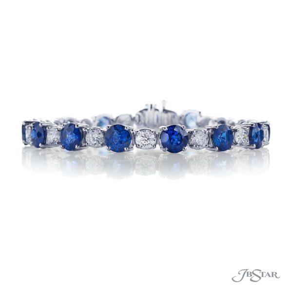 Round Sapphire and Diamond BraceletPlatinum Jewelry