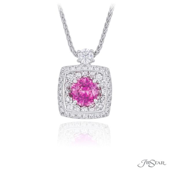 Round Pink Sapphire and Diamond Pendant Jewelry