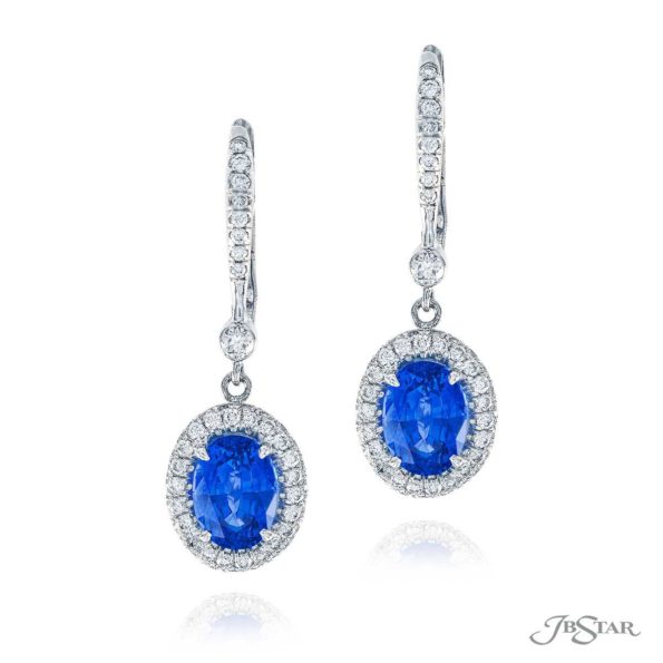 Sapphire and diamond drop earrings oval sapphires
