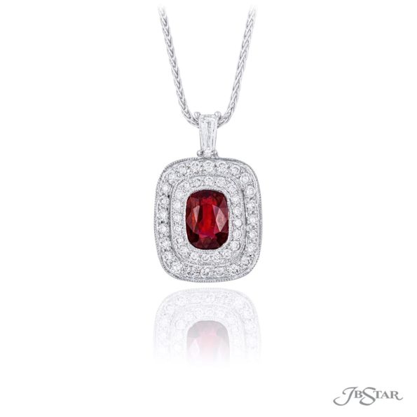 1.83 ct Cushion-cut Ruby and Diamond Pendant Jewlery