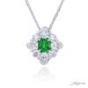 Exquisite Style: Unique 0.74 ct. Emerald-Cut Emerald and Diamond Pendant in Platinum