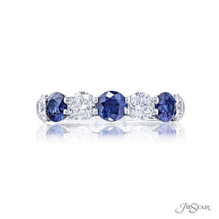 Elegance Elevated: Classic Single-Row Sapphire and Diamond Band
