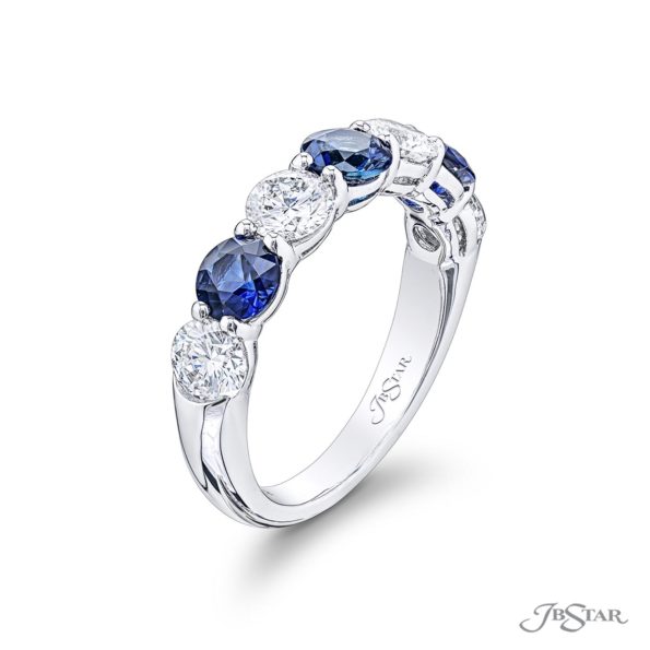 Elegance Elevated: Classic Single-Row Sapphire and Diamond Band