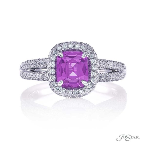 1.16 ct Cushion Cut Purple Sapphire Micro Pave Diamond Ring