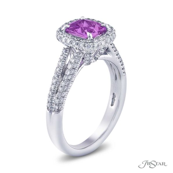 1.16 ct Cushion Cut Purple Sapphire Micro Pave Diamond Ring