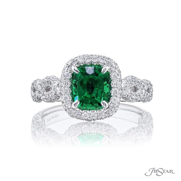 Emerald & Diamond Ring 0.87 ctw Emerald-Cut Micro Pave