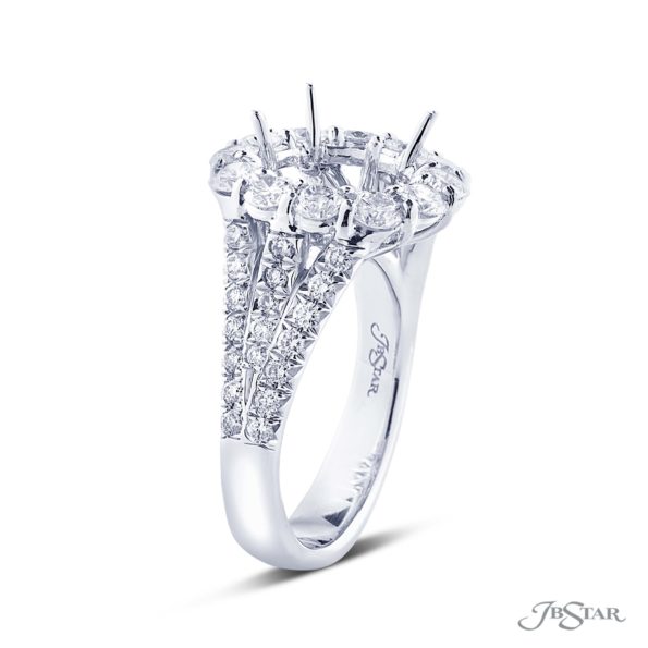Micro Pave Diamond Halo Semi Mount Ring Setting Split Shank