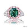 Fancy Yellow Green Diamond Ring Cushion-Cut 3.05 ct