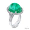 19.37 ct Cabochon Colombian Oval Emerald and Diamond Ring