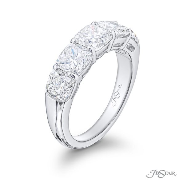 Elegance Elevated: Classic Five-Stone Cushion-Cut Diamond Band