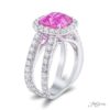 Pink Sapphire & Diamond Ring Split Shank 4.26 ct. Cushion