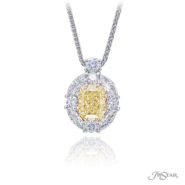 Fancy Yellow Cushion Diamond Pendant 2.55 ct. GIA certified