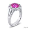 Pink sapphire cushion-cut Burma circled by diamonds