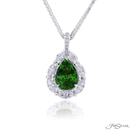 Exquisite Style: One-of-a-Kind 1.55 ct Certified Pear-Shaped Emerald and Marquise Diamond Pendant in Pure Platinum Exquisite Style: One-of-a-Kind 1.55 ct Certified Pear-Shaped Emerald and Marquise Diamond Pendant in Pure Platinum