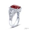 Cushion-cut ruby and diamond ring