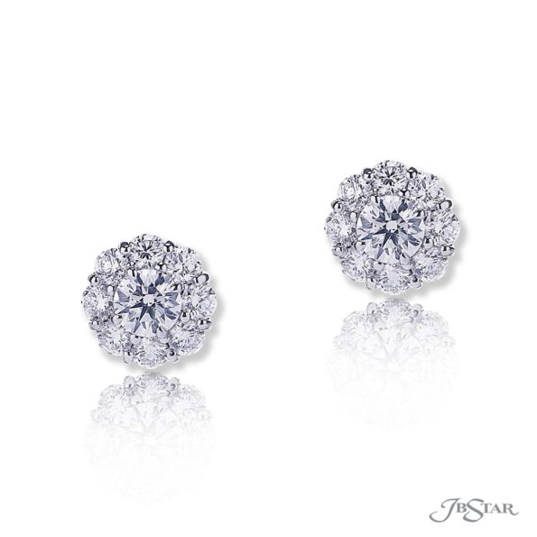 Diamond Stud EarringsRound-Cut CenterPlatinum