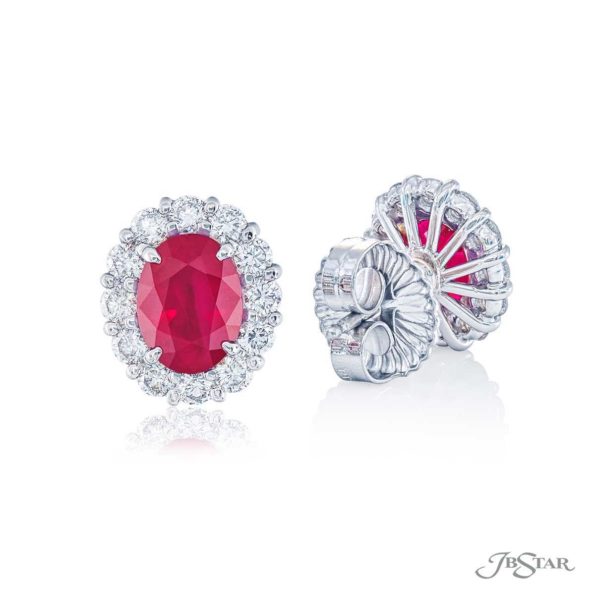 Burma Ruby and diamond stud earrings