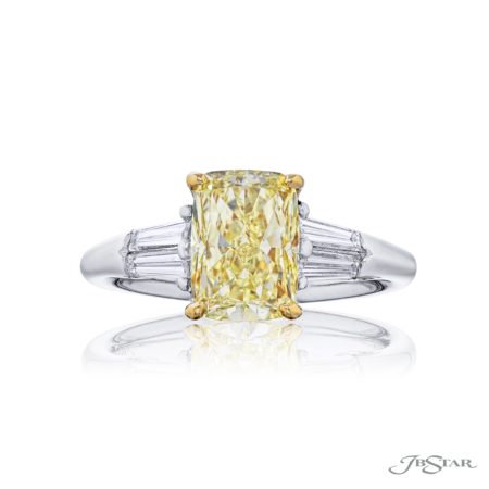 2.54 ct. GIA-Certified Cushion-Cut Fancy Yellow Diamond Engagement Ring in Platinum and 18K Yellow Gold 2.54 ct. GIA-Certified Cushion-Cut Fancy Yellow Diamond Engagement Ring in Platinum and 18K Yellow Gold