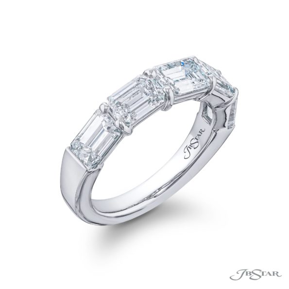 Elegance Elevated | Classic Single-Row East-to-West Emerald-Cut Diamond Band in Pure Platinum