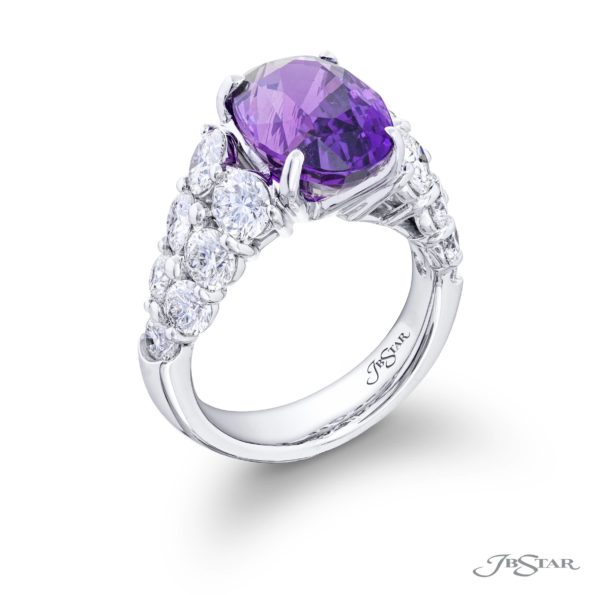 Purple Sapphire & Diamond Ring 6.04 ct. Oval Cut