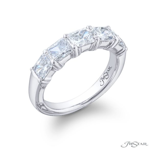 Elegance Elevated | Classic Single-Row Radiant-Cut Diamond Band in Platinum
