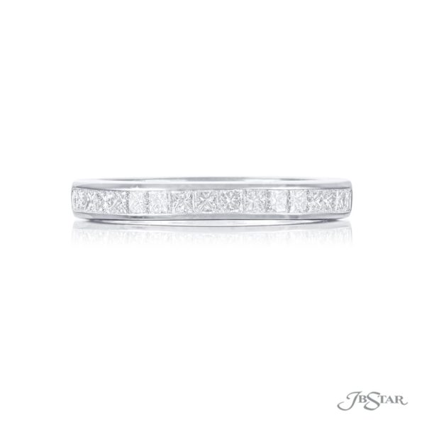 Elegance Elevated: Classic Single-Row Princess-Cut Diamond Band in Platinum