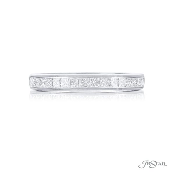 Diamond wedding band 17 princess cut diamond center channel