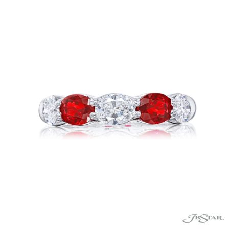Elegance Elevated: Classic Single-Row Ruby and Diamond Wedding Band in Platinum Elegance Elevated: Classic Single-Row Ruby and Diamond Wedding Band in Platinum