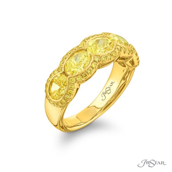 Fancy Yellow Diamond Band 2.84 ctw Oval Bezel-Set 18KY Gold