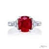 Burma Ruby and Diamond Ring 3.89 ct. Cushion cut