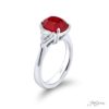 Burma Ruby and Diamond Ring 3.89 ct. Cushion cut