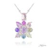 Exquisite Style: One-of-a-Kind Multi-Colored Sapphire Pendant  No-Heat Pear Round & Heart-Shaped Sapphires with Baguette Diamonds in Pure Platinum