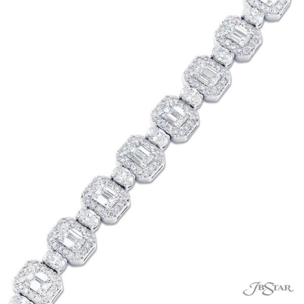Emerald and oval diamond bracelet 16.01ct bezel setting